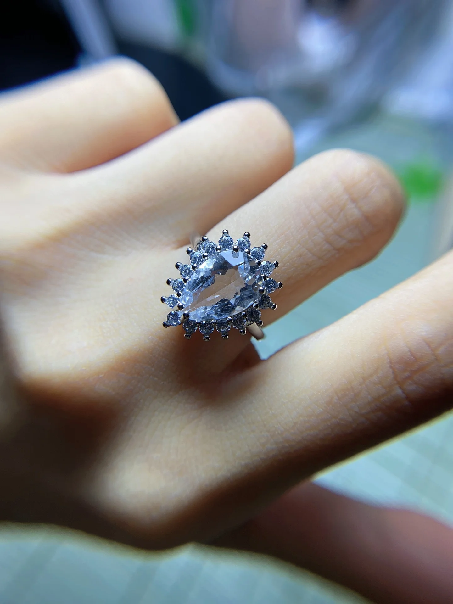 Mücevher joyas feminina doğal beyaz kristal yüzük joyeria fina aros de moda hediye parmak yüzük canlı ağız S925 ayarı Görüntü 4