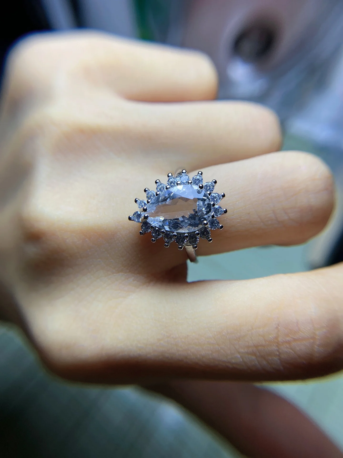 Mücevher joyas feminina doğal beyaz kristal yüzük joyeria fina aros de moda hediye parmak yüzük canlı ağız S925 ayarı Görüntü 5