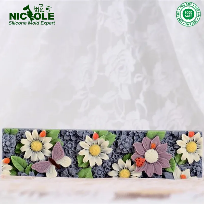 Nicole El Yapımı Silikon Çiçek Mat Sadece D0019 ve D0020 Silikon Loaf Sabun Kalıp İçin Kullanılan Görüntü 5