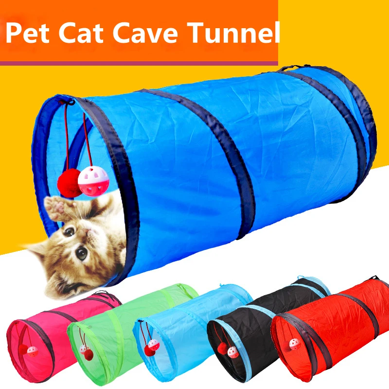 Pet kedi tüneli Oyuncak Komik 2 Delik Oyun Tüpler Topları Katlanabilir Buruşuk Yavru Oyuncaklar Yavru Gelincikler Tavşan Oyun Köpek Kanal Tüpleri Görüntü 2