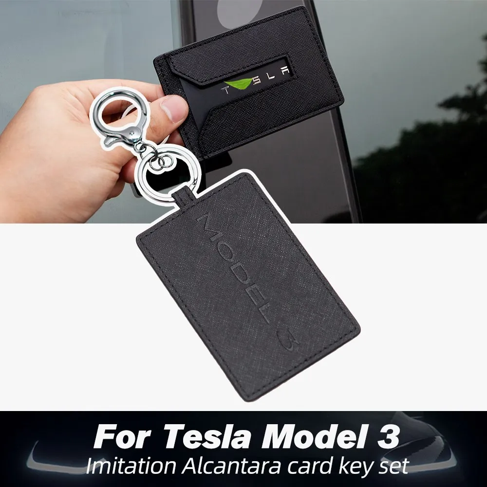 PU Deri Araba Anahtarlık Anahtarlık anahtar çantası Durumda Zincir Halkası Tesla Modeli 3 / Y Aksesuarları 2017-2022 Oto İç Parçaları 2022 2021 Görüntü 1