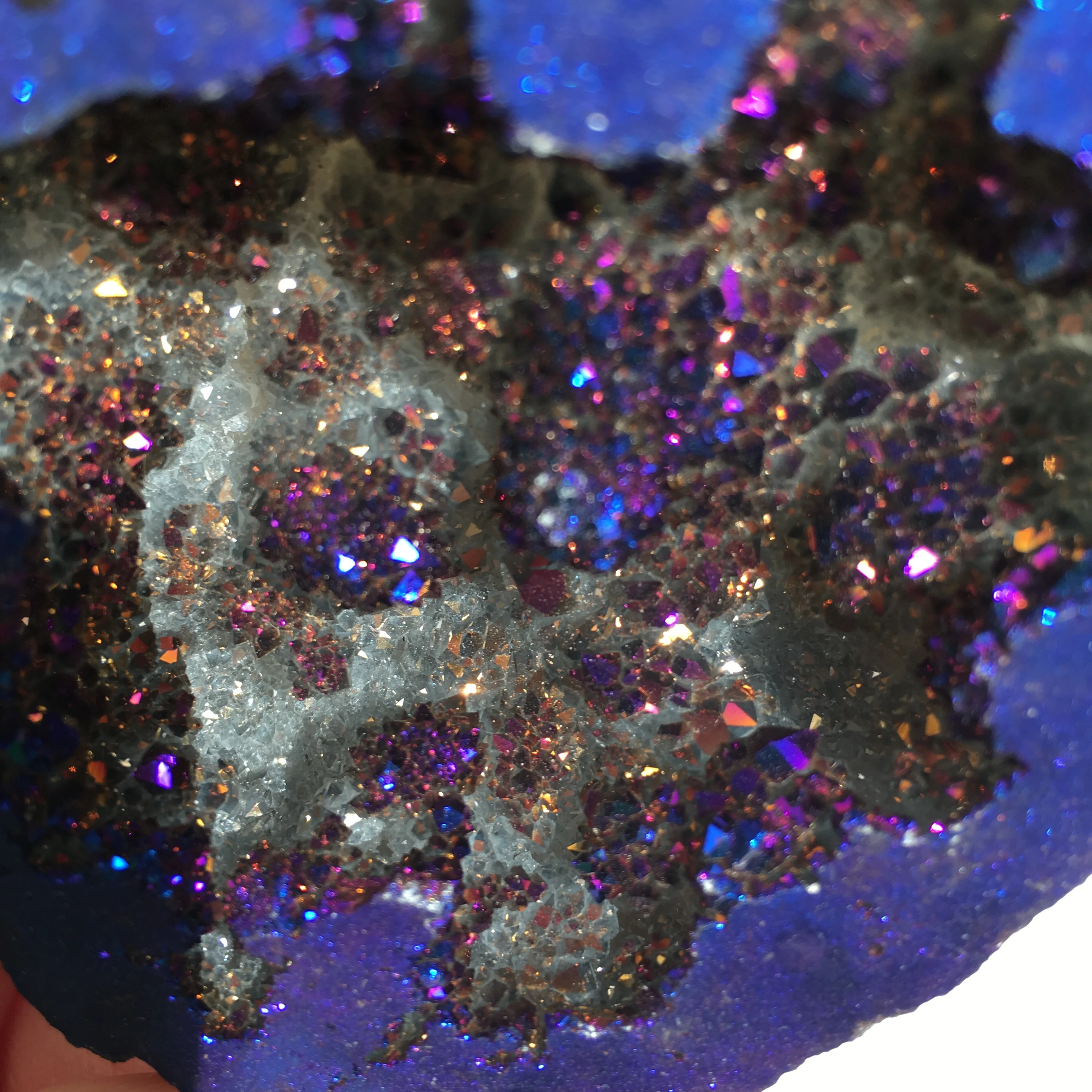 Runyangshi 1 ADET Doğal kristal akik kristal mağara bereket mineral örnekleri galvanik mavi reiki şifa taşı Görüntü 2
