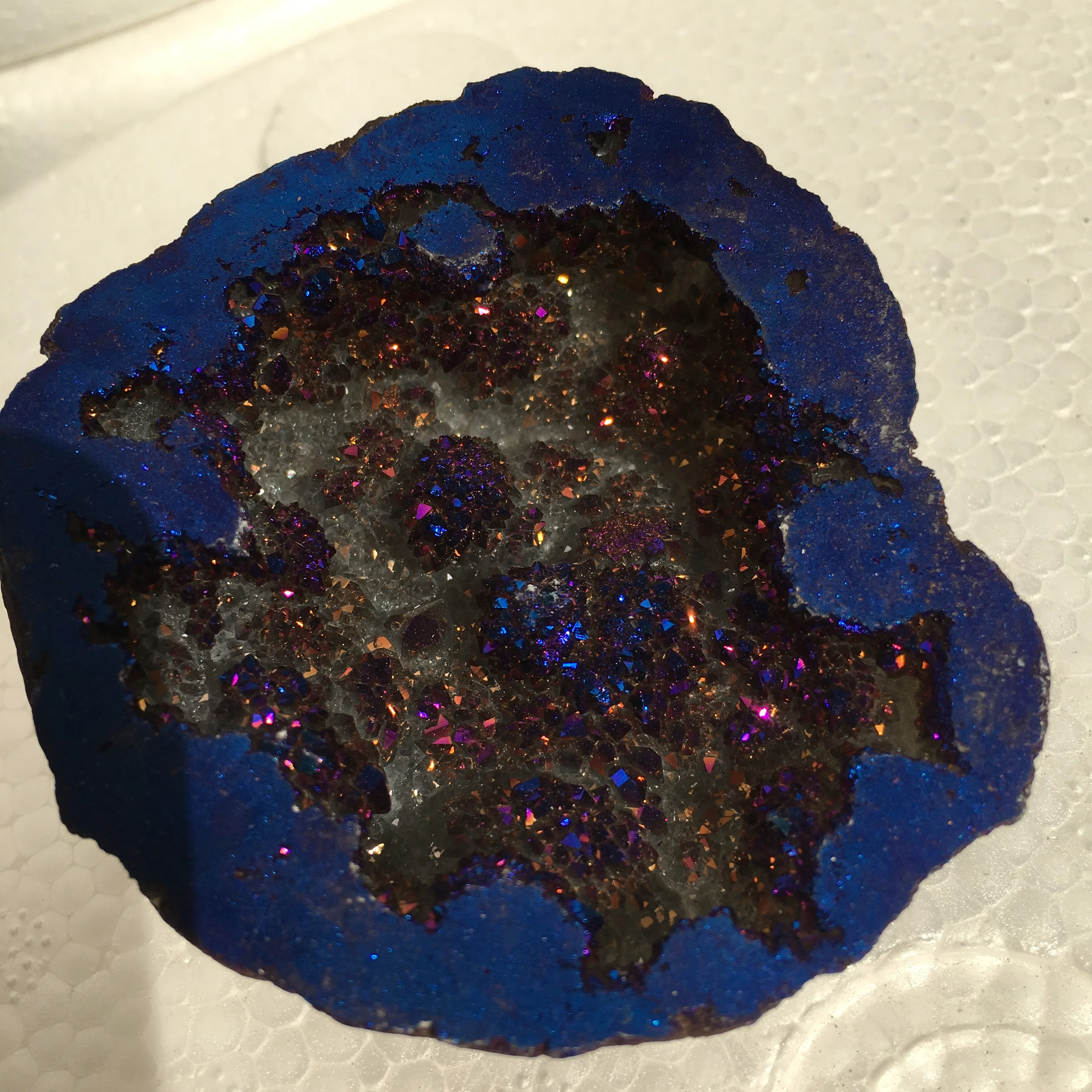 Runyangshi 1 ADET Doğal kristal akik kristal mağara bereket mineral örnekleri galvanik mavi reiki şifa taşı Görüntü 3