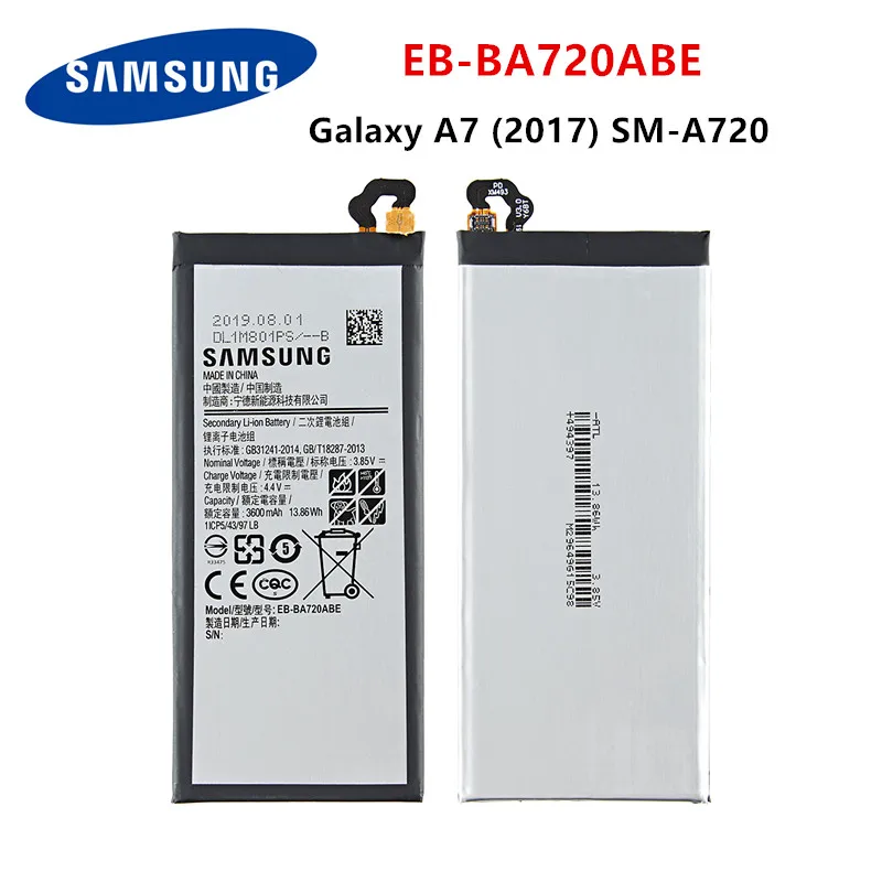 SAMSUNG Orijinal EB-BA720ABE 3600mAh Pil Samsung Galaxy A7 2017 sürümü A720 SM-A720 A720F SM-A720S A720F / DS + Araçları Görüntü 1