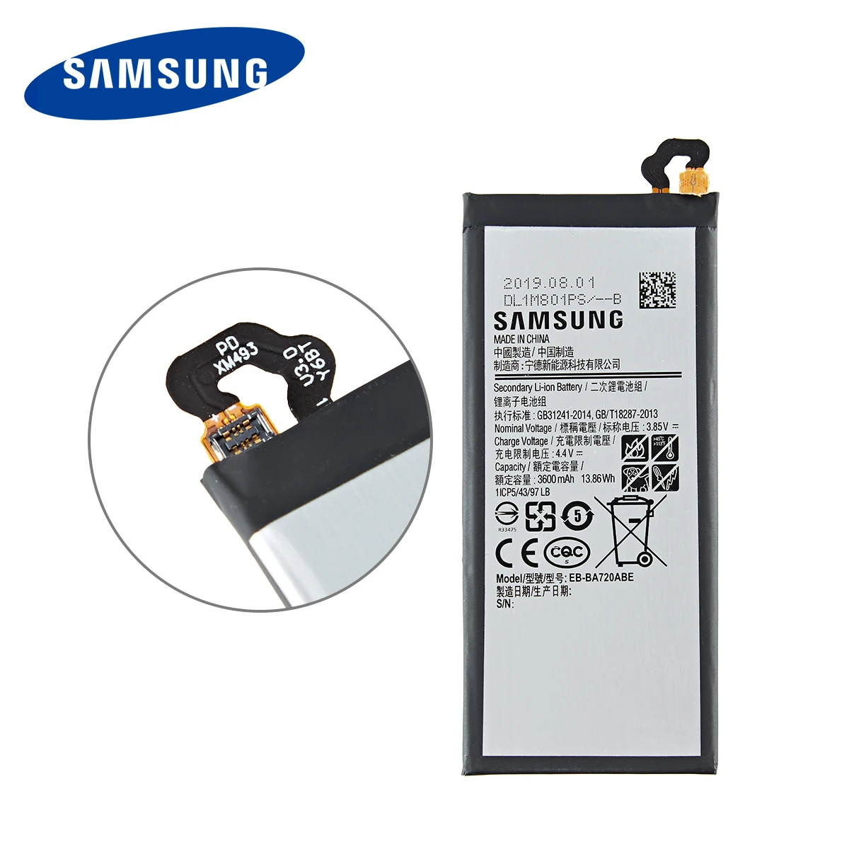 SAMSUNG Orijinal EB-BA720ABE 3600mAh Pil Samsung Galaxy A7 2017 sürümü A720 SM-A720 A720F SM-A720S A720F / DS + Araçları Görüntü 2