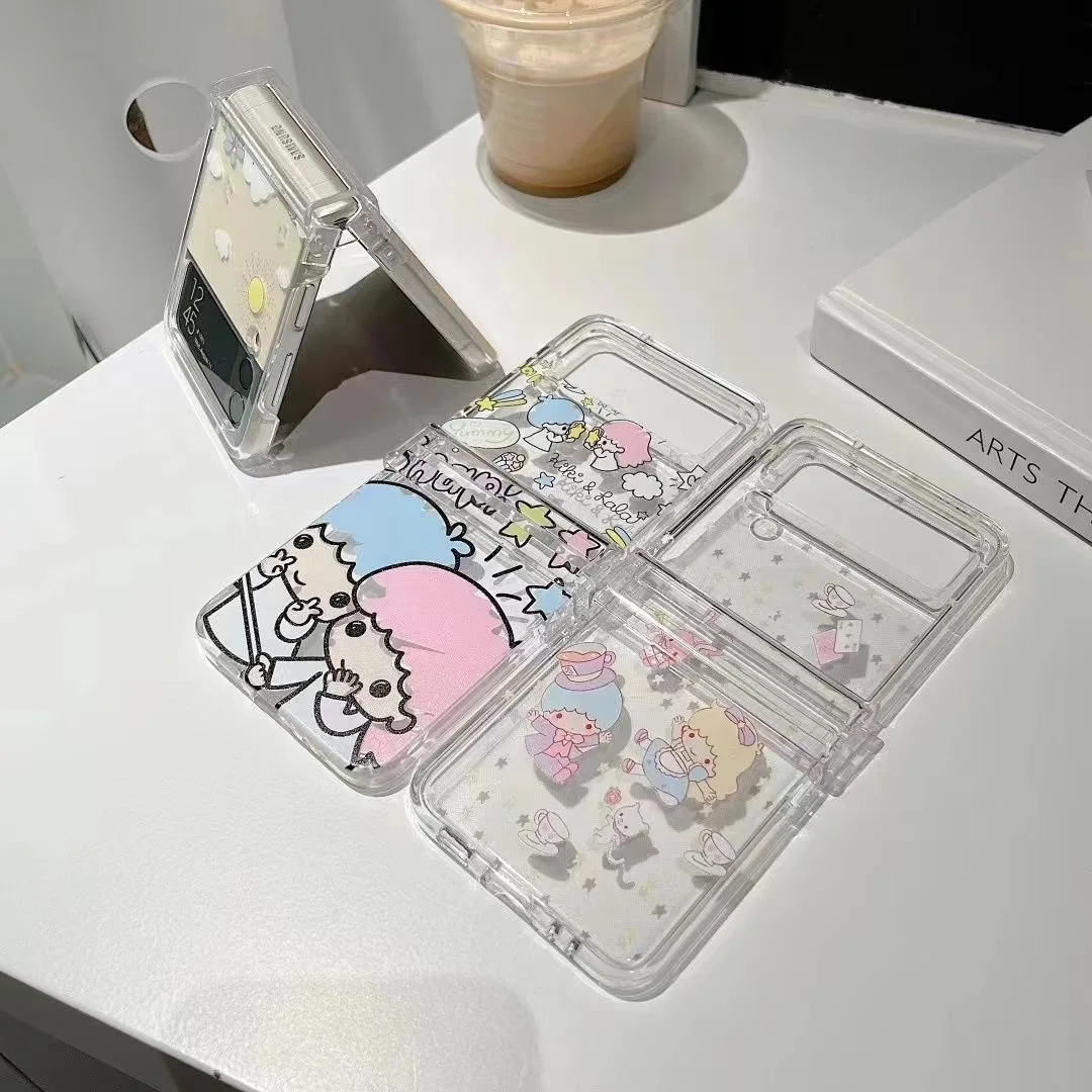 Sanrio küçük ikiz yıldız tam ekran Telefon Kılıfı İçin Samsung Galaxy Z Flip 3 Sert PC Kapak ZFlip3 Flip3 Koruyucu Kabuk Görüntü 3