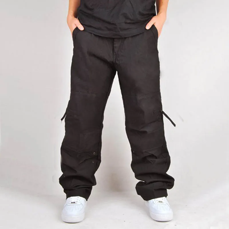 SHIFUREN 30-40 Artı boyutu erkek Kargo Pantolon Çok Cep Askeri Genel Iş Giysisi Uzun Pantolon Erkek Rahat Pamuk dökümlü pantolon Görüntü 2