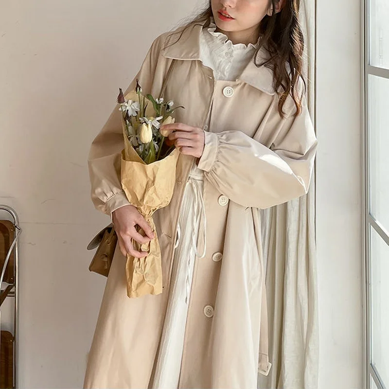 Siper Kadın Zarif Katı Sonbahar Bayan Giyim Kore Versiyonu Tiki Tarzı Popüler Temel Günlük Tek Göğüslü Vintage Yumuşak Görüntü 5