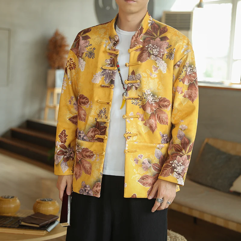 Sonbahar ve Kış 2020 erkek Yeni Tang Tarzı Çin Tarzı Retro Hanfu Ceket erkek Ceket Geleneksel Giyim Erkekler için giysi Görüntü 2