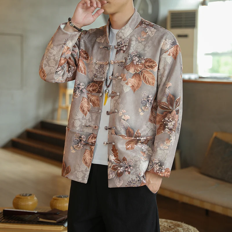 Sonbahar ve Kış 2020 erkek Yeni Tang Tarzı Çin Tarzı Retro Hanfu Ceket erkek Ceket Geleneksel Giyim Erkekler için giysi Görüntü 3