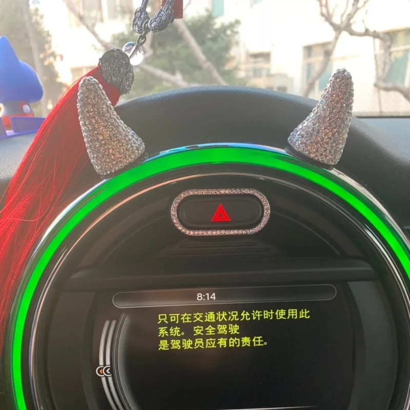 Süper Sevimli Güzel Şeytan Boynuzları Araba direksiyon Dashboard Metre Hood dekorasyon çıkartması Süs Mini Cooper S için Bir JCW Görüntü 3