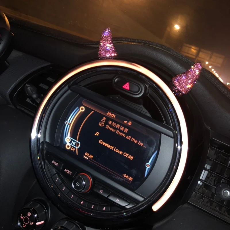 Süper Sevimli Güzel Şeytan Boynuzları Araba direksiyon Dashboard Metre Hood dekorasyon çıkartması Süs Mini Cooper S için Bir JCW Görüntü 4
