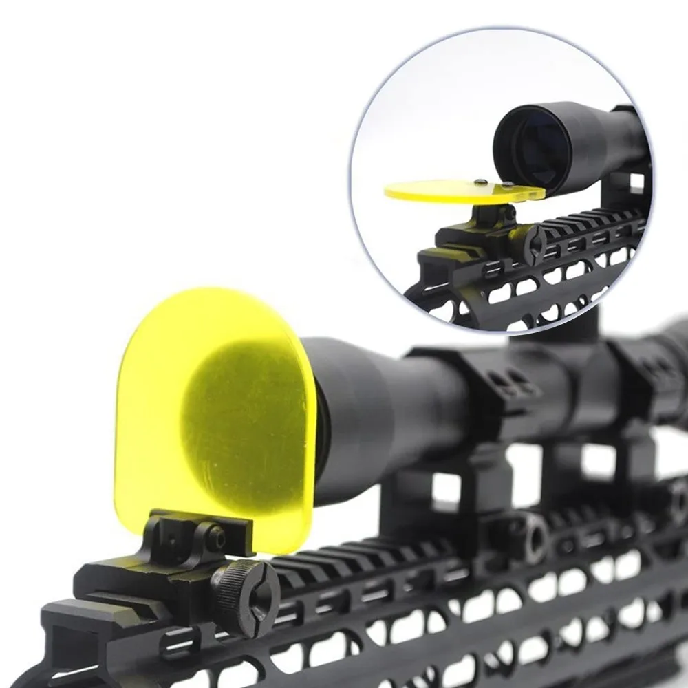 Taktik Göz Koruyucu Kiti Katlanabilir silah nişan dürbünü Lens Ekran Koruyucu Kapak Beyaz Sarı Kalkan Airsoft Tüfek Ray Dağı Görüntü 2