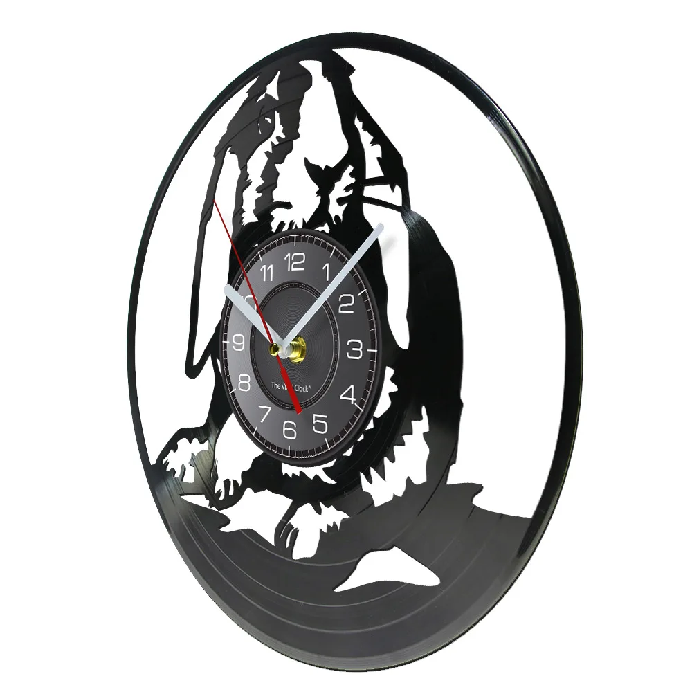 Tavşan Gramofon Plak duvar saati Sevimli Hayvan Pet Vinil Albümü Yeniden amaçlı Kayıt Timepiece Lazer Kesim El Sanatları Benzersiz Sanat Görüntü 2