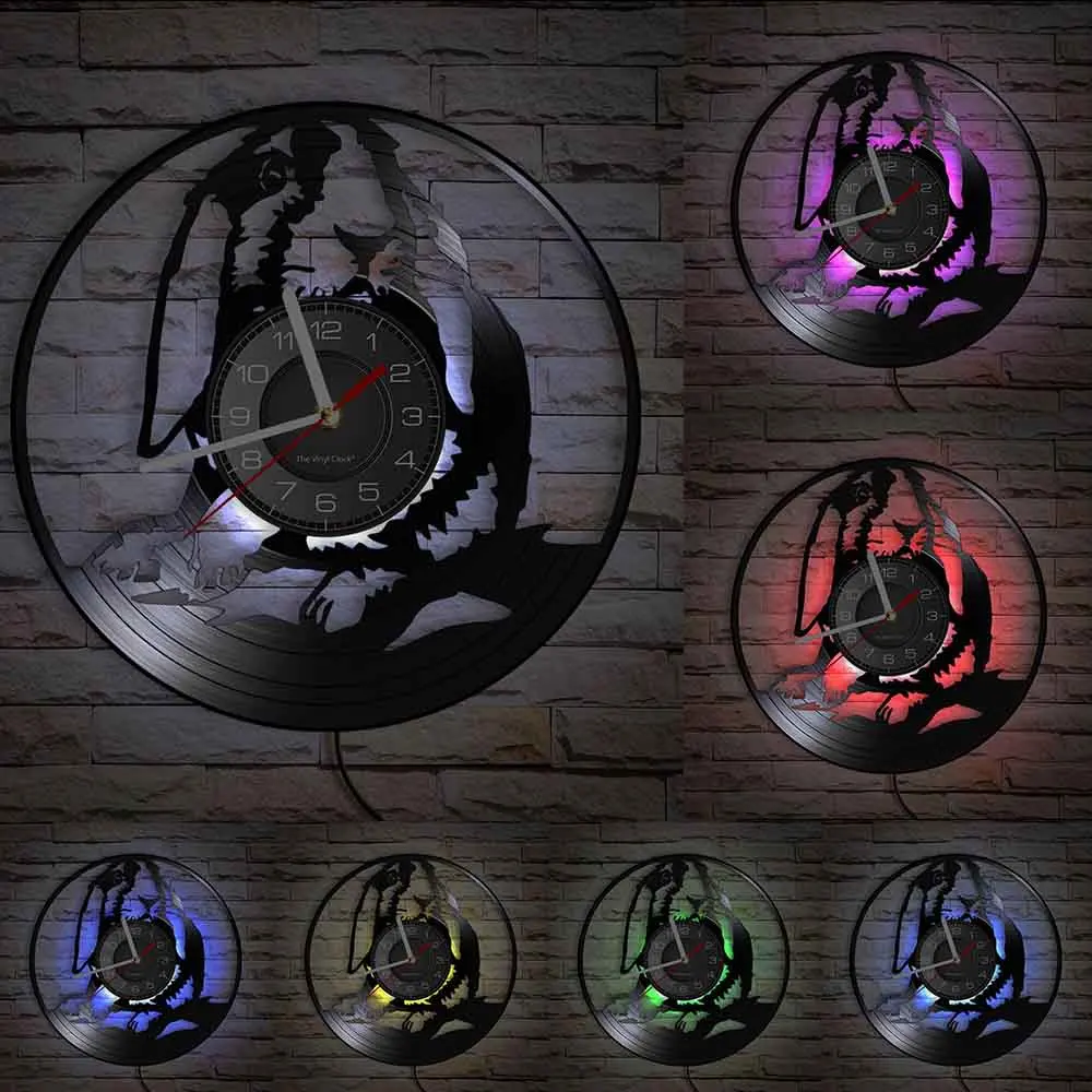Tavşan Gramofon Plak duvar saati Sevimli Hayvan Pet Vinil Albümü Yeniden amaçlı Kayıt Timepiece Lazer Kesim El Sanatları Benzersiz Sanat Görüntü 4