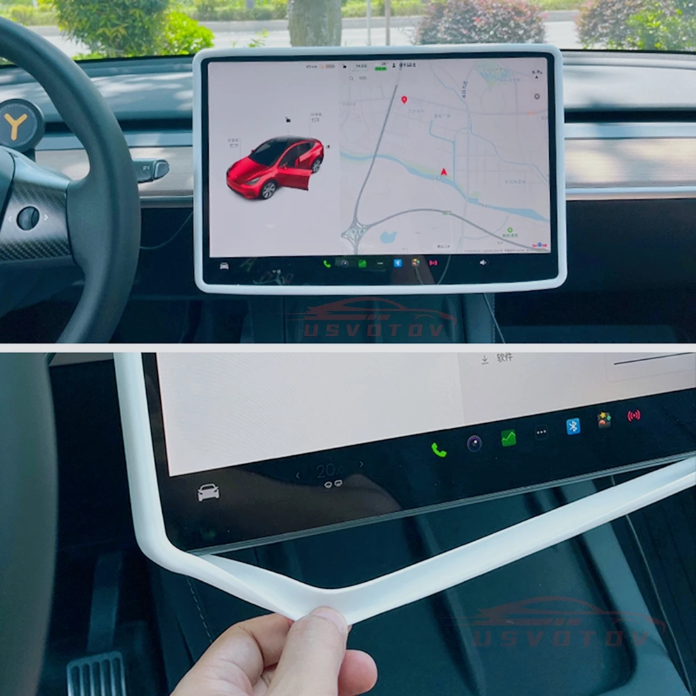 Tesla Modeli 3 Y Merkezi Kontrol Ekranı Vücut Koruyucu Çerçeve Ekran Yan Kenar Silikon Koruyucu Yumuşak Koruyucu Navigasyon Kapağı Görüntü 5