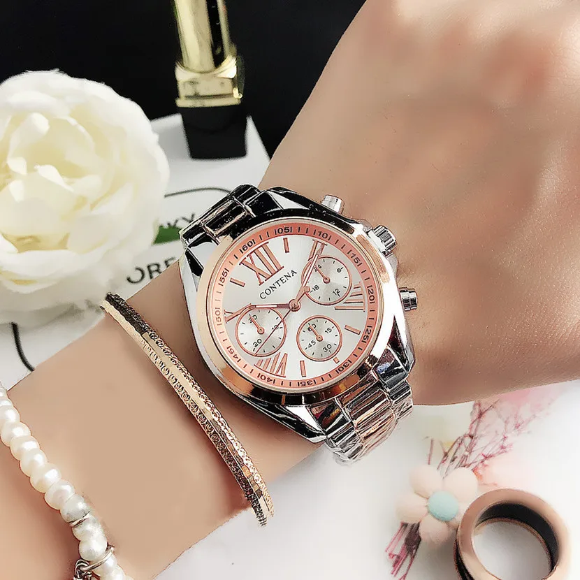 Yeni Yaratıcı İzle Kadınlar Saatler Lüks Gül Altın Kuvars Bayanlar Saatler paslanmaz çelik bilezikler Kol Saatleri Reloj Mujer Görüntü 5