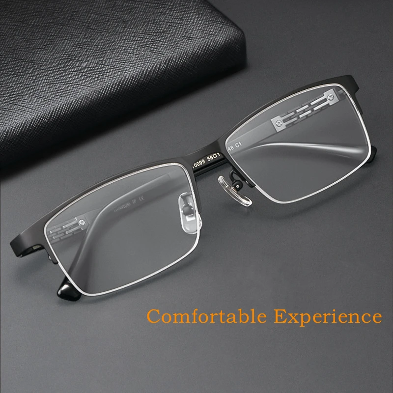 YIMARUILI Yüksek Kaliteli Saf Titanyum Gözlük Çerçevesi Iş Ultra hafif Yarım çerçeve Optik Reçete Gözlük Çerçevesi Erkekler HT0099 Görüntü 1