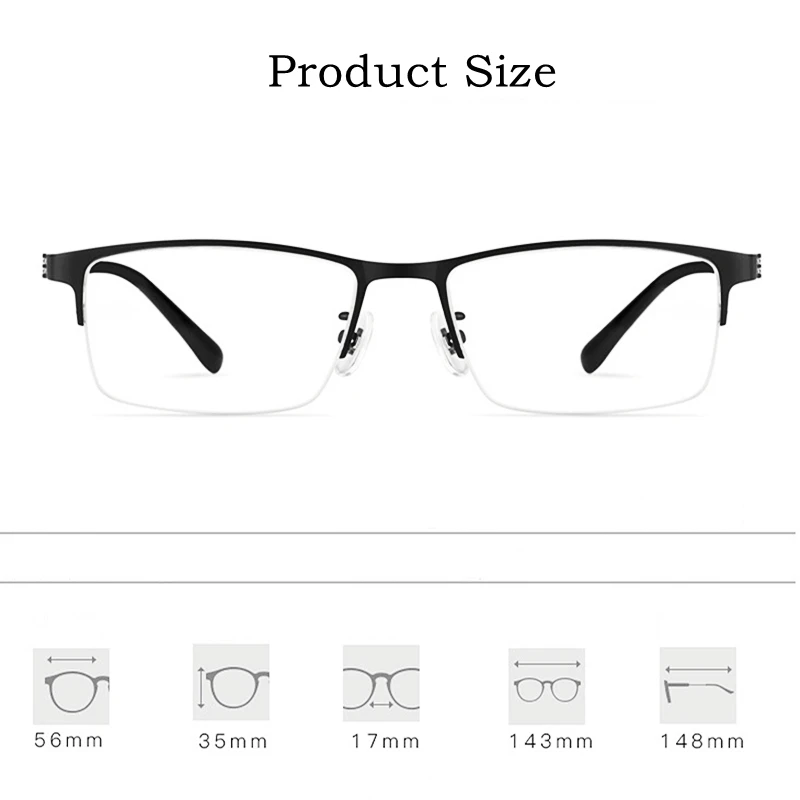YIMARUILI Yüksek Kaliteli Saf Titanyum Gözlük Çerçevesi Iş Ultra hafif Yarım çerçeve Optik Reçete Gözlük Çerçevesi Erkekler HT0099 Görüntü 4