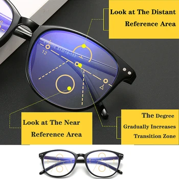 Yeni Anti-mavi ışık İlerici Multifokal okuma gözlüğü Kadın Erkek Klasik Boy Çerçeve Presbiyopik Gözlük Okuma + 1.0 ila + 4.0 1