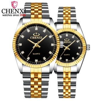 CHENXI Üst Marka Aşıkların Çiftler Kuvars Erkekler İzle Kadınlar Sevgililer Hediye Saat Saatler Bayanlar 30 m Su Geçirmez Saatı