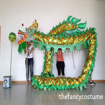 10 m Uzunluk Boyutu 4 Altın kaplama altın Çin EJDERHA DANS ORİJİNAL Ejderha maskot kostüm Halk Festivali Kostüm 2