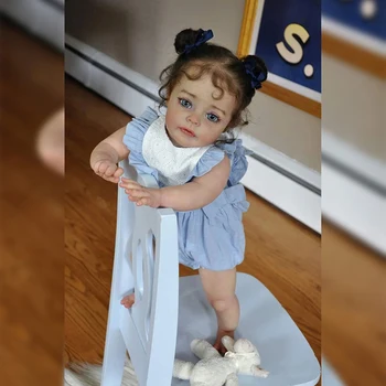 60 CM Zaten Boyalı Bitmiş Bebek Yeniden Doğmuş Bebek Kız Prenses Dava-Dava 3D Cilt Görünür Damarlar El Köklü Saç 2