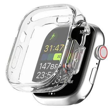 Şeffaf TPU + Kılıf Tam Yumuşak Kapak Apple Ürünü İçin Ultra 49mm iWatch Kılıf Koruyucu Apple Watch Tampon Kapak Konut Kabuk
