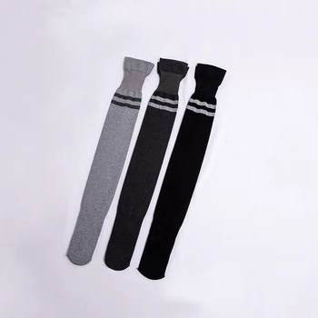 Kadın Uzun spor çorapları İki Çizgili Desen diz Üstü Yüksek Çorap Siyah Gri Renk Yüksek Elastik İnce Uyluk Çorap 2