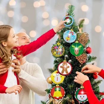 30 Adet DIY Elmas Boyama Noel askı süsleri Kolye Karikatür Kardan Adam Noel Baba Kolye Ev Noel Dekorasyon