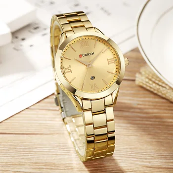 CURREN 9007 Lüks Marka Altın Kadın Saatler Basit Stil Bayanlar Çelik Bilezik Saatler Kadın hediyelik saat Montre Femme
