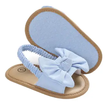 2020 Bebek fiyonk Düğüm Sandalet Sevimli Yaz Yumuşak Taban Düz Prenses Ayakkabı Bebek Kaymaz İlk Yürüyüşe 2