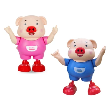 Dans domuz elektrikli oyuncak kızlar ve erkekler için müzik bebek Popüler domuz müzik bebek ışık oyuncaklar bebekler bebek çocuk müzikal oyuncaklar 1