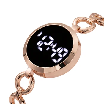 2022 Lüks kadın Saatler Gül Altın Paslanmaz Çelik Bayan Kol Saati LED dijital saat Kadınlar için Elektronik Saat Reloj Mujer 2