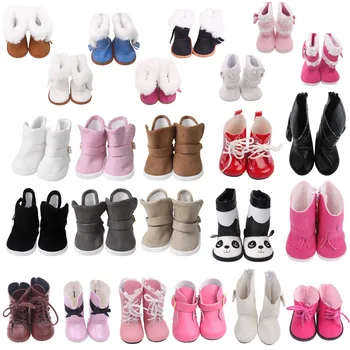 25 Stil Moda Yumuşak Sıcak Bebek Ayakkabı Uzunluğu Peluş Kar Botları İçin Fit 18 inç Amerikan Kız oyuncak bebek Giysileri ve Aksesuarları 1