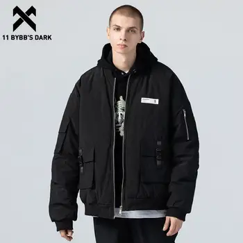 11 BYBB'S KOYU Büyük Boy Bombacı Ceket Streetwear Toka Cep Kargo Ceket Erkekler Sonbahar Kış Ceket Ceket Pamuk Dış Giyim Tops 1