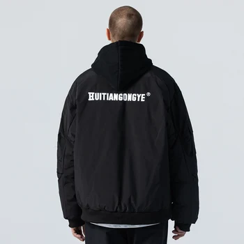 11 BYBB'S KOYU Büyük Boy Bombacı Ceket Streetwear Toka Cep Kargo Ceket Erkekler Sonbahar Kış Ceket Ceket Pamuk Dış Giyim Tops 2