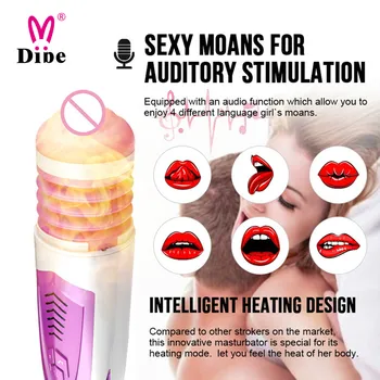 DIBE akıllı Darbe Erkek Masturbator Kupası Gerçek Kadın ses ısıtma emme Vajina Pussy Vibratör Seks Makinesi yetişkin Seks oyuncakları erkekler için 1