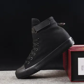 2019 Yeni Varış Yaz Moda Erkekler Flats Ayakkabı Tüm Siyah Beyaz kırmızı rahat ayakkabılar Erkek kanvas ayakkabılar Dantel-Up yüksek top ayakkabı wed3