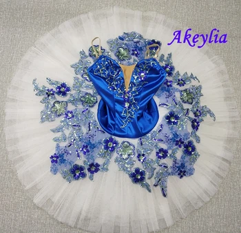Ön-Profesyonel Bale Tutuş saten kraliyet mavi kız Klasik Gözleme Tutu Yetişkin bale sahne Kostümleri Kadın Bale Tutu elbise