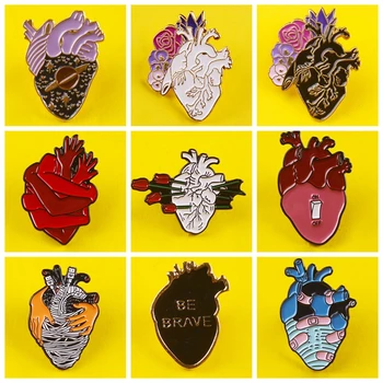 Organ Gül Kalp Emaye Pin Yıldızlı Kalp Karikatür Broş Çanta Elbise Yaka Pin Rozeti moda takı Arkadaş Hediye DIY Dekorasyon