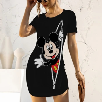 Minnie Mouse kadın Elbise Slim Fit Parti Elbiseler Yaz Kadın 2022 Disney Moda Karikatür Bahar 3D Baskı Mickey En Seksi Sıkı