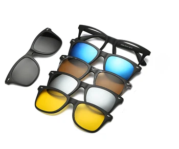 5 lensler Mıknatıs Güneş Gözlüğü Klip Aynalı güneş gözlüğü üzerinde klip gözlük Erkekler Polarize Klipler Özel Reçete Miyopi 2