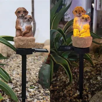 Güneş Meerkat bahçe lambası Açık LED çim lambası Bahçe Dekorasyon için Su Geçirmez hayvan ışıkları Açık Güneş fener direği
