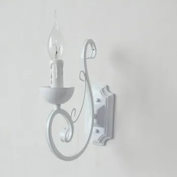 Vintage Metal duvar lambaları beyaz renk E14 mum ışığı lambası yatak odası başucu aydınlatma armatürü demir duvar lambası 2