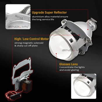 Sinolyn 3.0 İnç Bi Xenon Lensler H7 H4 araba farı ışıkları Büyüteç Projektörler H1 HID Araba Lens Araba Aksesuarları DIY 2