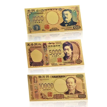 WR Japon Yeni Renkli Altın Kaplama Banknot Tahsil Sahte Kağıt Para COA İle İş Hatıra Hediyeler İçin 1