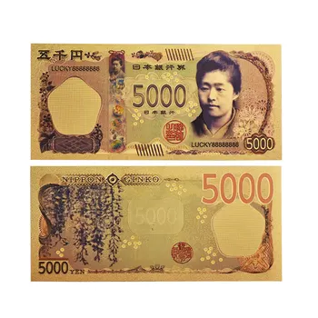 WR Japon Yeni Renkli Altın Kaplama Banknot Tahsil Sahte Kağıt Para COA İle İş Hatıra Hediyeler İçin 2