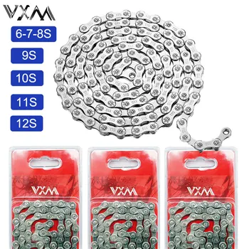 VXM Bisiklet Zincirleri 6 7 8 9 10 11 12 Hız Zinciri MTB Elektroliz gümüş Zincir Yol Bisikleti 24/27/30 Değişken Hızlı Bisiklet Parçaları 1