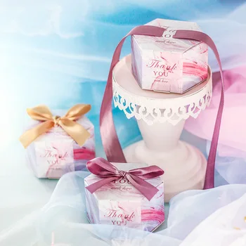 50 adet Yeni Yaratıcı Ebru Tarzı Şeker Kutuları Doğum Günü Partisi Favor Hediye Kutusu Paketi Bebek Duş Kağıt Çikolata Kutuları 2